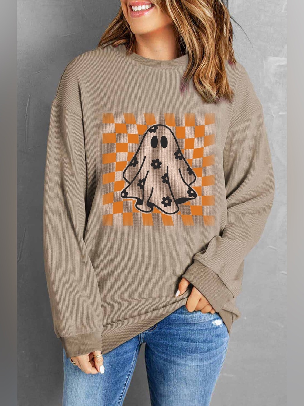Ghost Round Neck Long Sleeve Sweatshirt